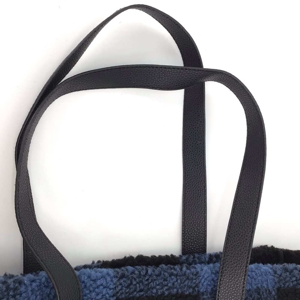 Barnes & Noble Exclusive Blue Buffalo Plaid Sherpa Tote Bag - Picture 6 of 11